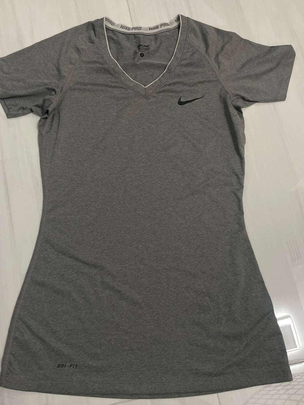 Nike Gray Short-Sleeve V-Neck Dri-FIT Athletic Tee